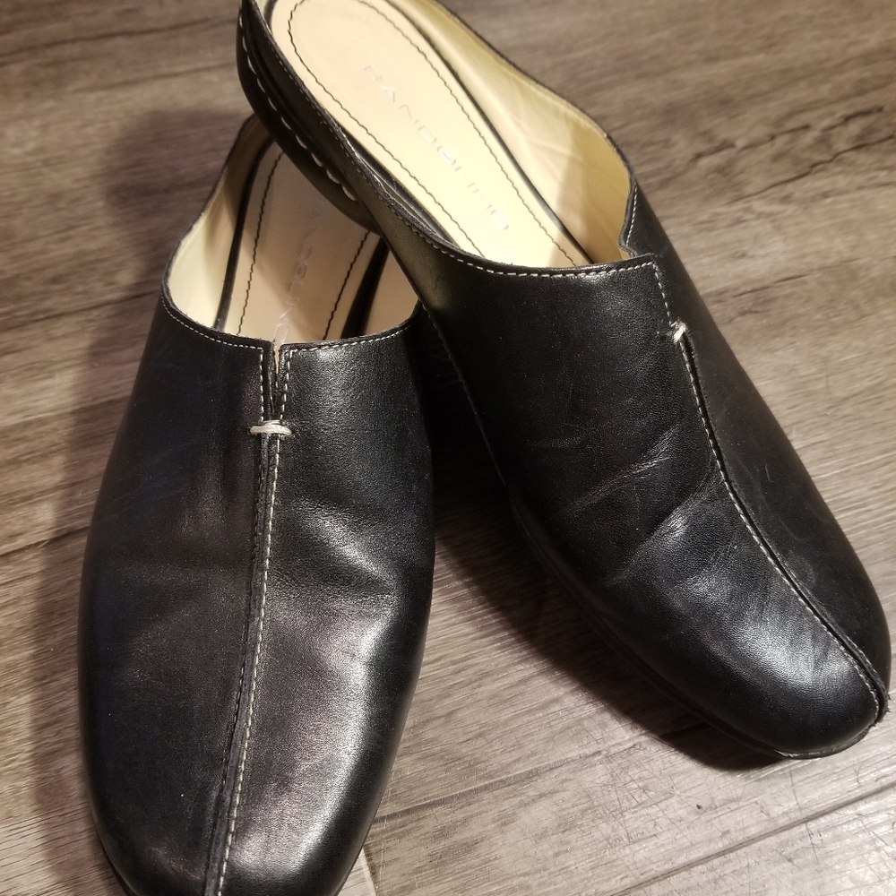 Black Leather Clogs